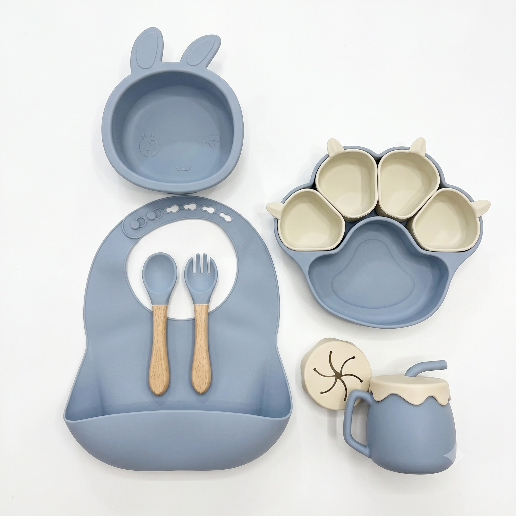 Ensemble Repas Bébé Silicone 6 Pièces