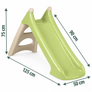 Dimensions du toboggan Smoby XS : 125 x 50 x 75 cm, glisse de 90 cm