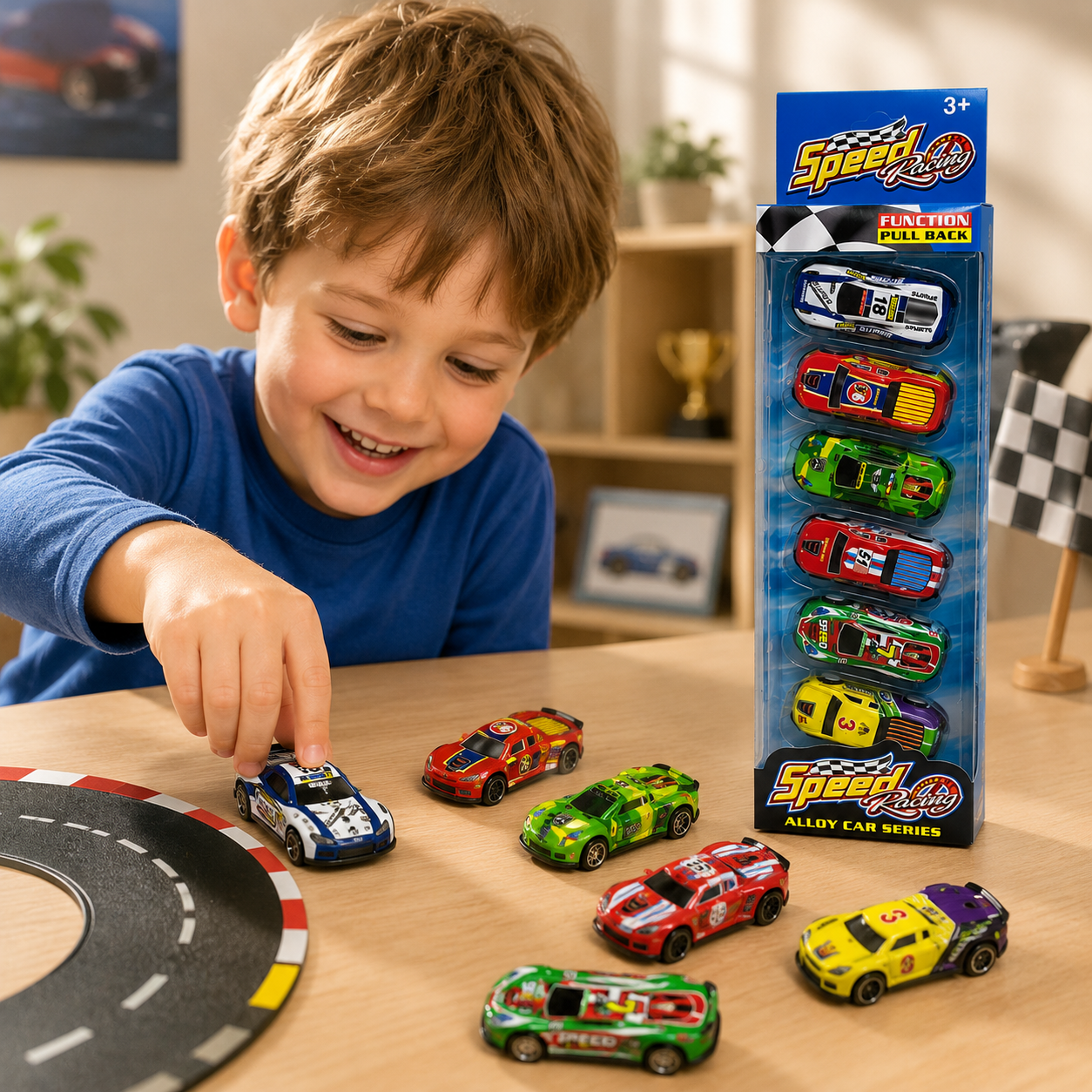 Set de 6 Voitures de Course en Alliage – Speed Racing Pull-Back