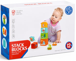 Dos de la boîte : enfant montant la tour, apprentissages motricité et perception visuelle
