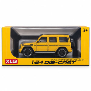 SUV tout-terrain die-cast 1:24 jaune XLG à son et lumière dans sa boîte, dès 3 ans