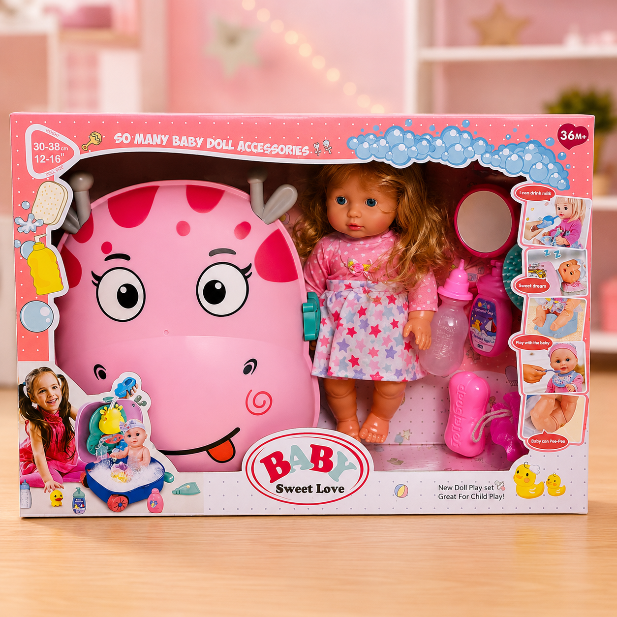 Coffret Poupée Baby Sweet Love avec Valise Girafe et Accessoires