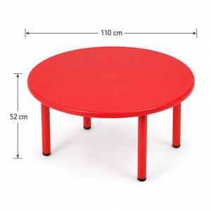 Dimensions de la grande table ronde enfant : 110 cm de diamètre et 52 cm de hauteur