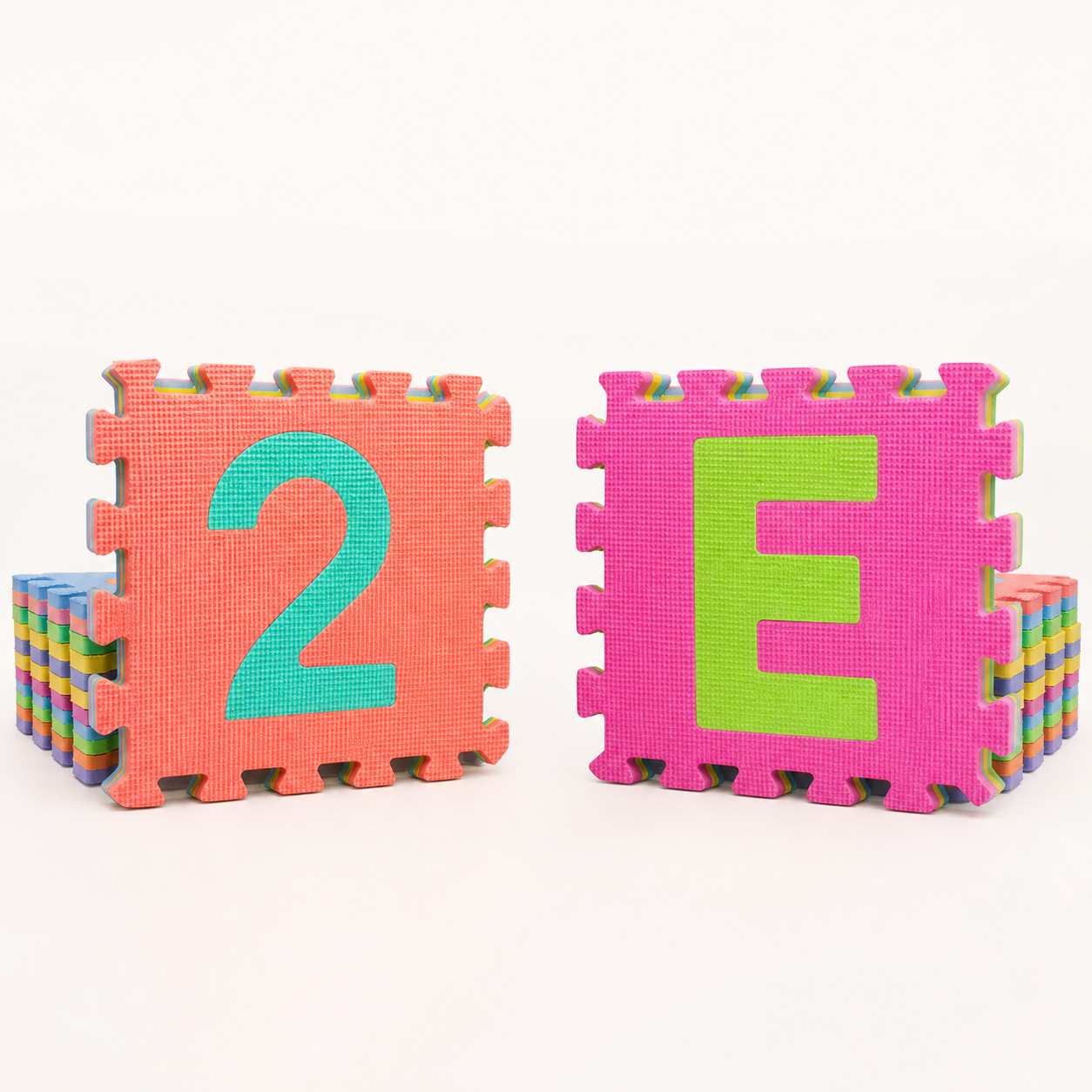 Tapis puzzle en mousse EVA — lot de 10 dalles avec lettres et chiffres détachables