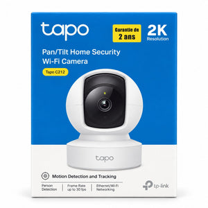 Boîte TP-Link Tapo C212 : caméra WiFi Pan/Tilt 2K, détection et suivi de mouvement, garantie 2 ans