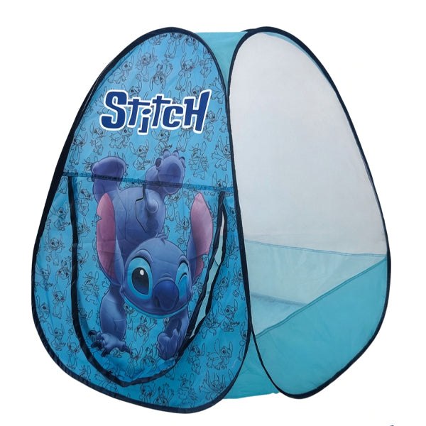 Tente de jeu pop-up Stitch bleue avec porte enroulable et fenêtre en filet, vue d'ensemble