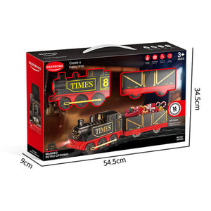 Dimensions de la boîte du train électrique rétro : 54,5 x 9 x 34,5 cm