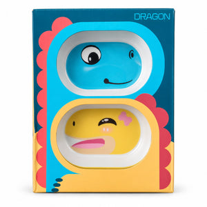 Coffret cartonné du set vaisselle dinosaure vu de face