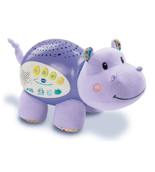 Veilleuse VTech Hippo Dodo Nuit étoilée violette avec projecteur d'étoiles sur le dos