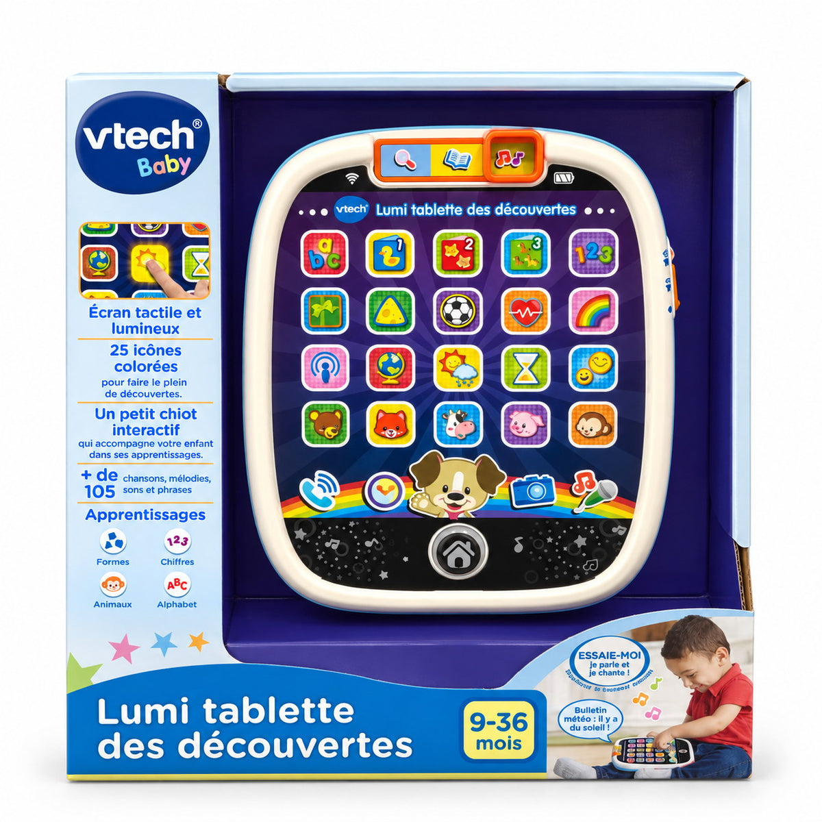 Boîte VTech Baby Lumi Tablette des découvertes, 25 icônes, 9 à 36 mois
