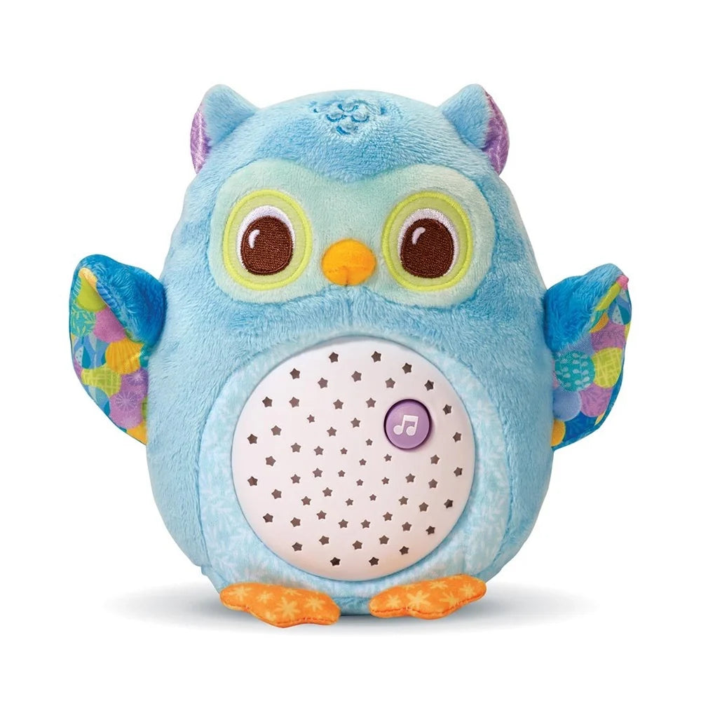 Peluche veilleuse VTech Lumi chouette bleu, ventre lumineux étoilé, dès la naissance