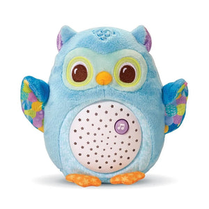 Peluche veilleuse VTech Lumi chouette bleu, ventre lumineux étoilé, dès la naissance