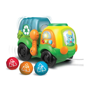 Camion de recyclage Winfun avec sa ficelle et ses 3 balles métal, plastique et papier