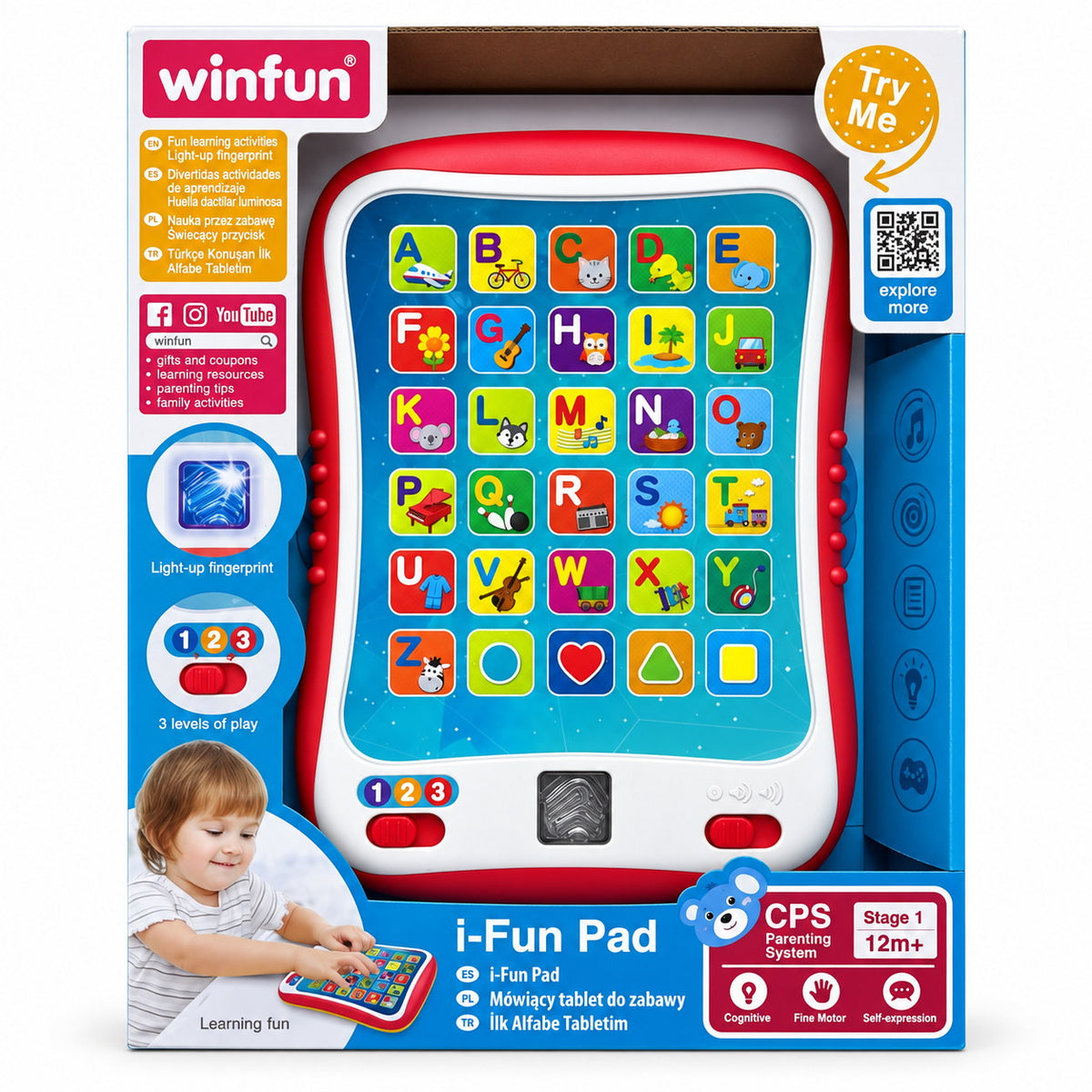 Boîte Winfun i-Fun Pad avec l'écran alphabet A à Z, dès 12 mois