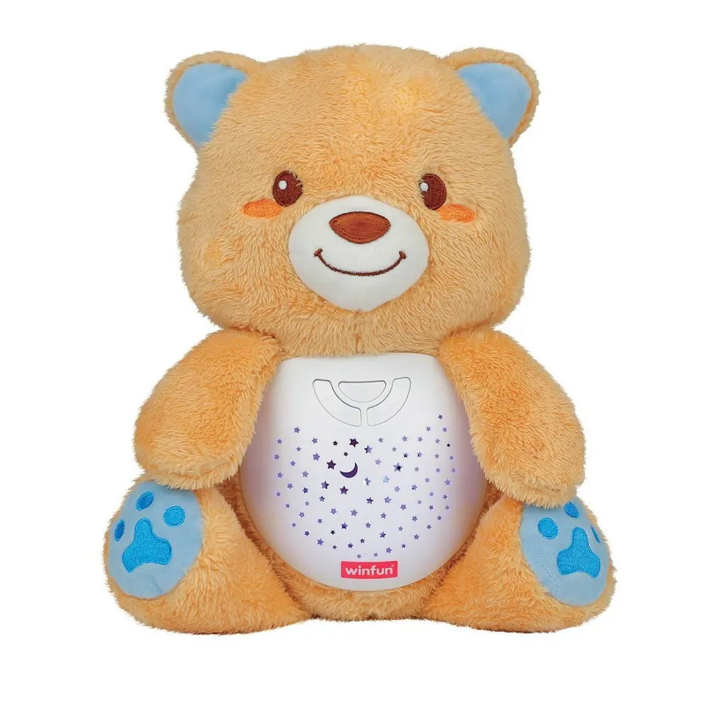 Ourson veilleuse Winfun, ventre lumineux projetant des étoiles