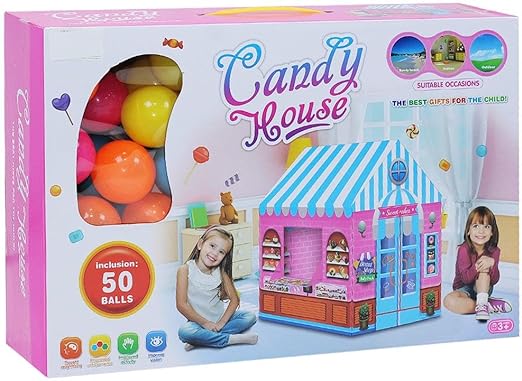 Tente de jeu + 50 balles colorées - CANDY HOUSE