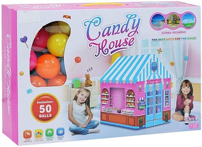 Tente de jeu + 50 balles colorées - CANDY HOUSE