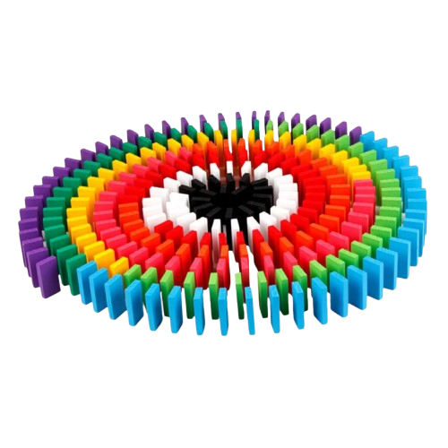 Jeu de dominos colorés en bois - 200 pcs