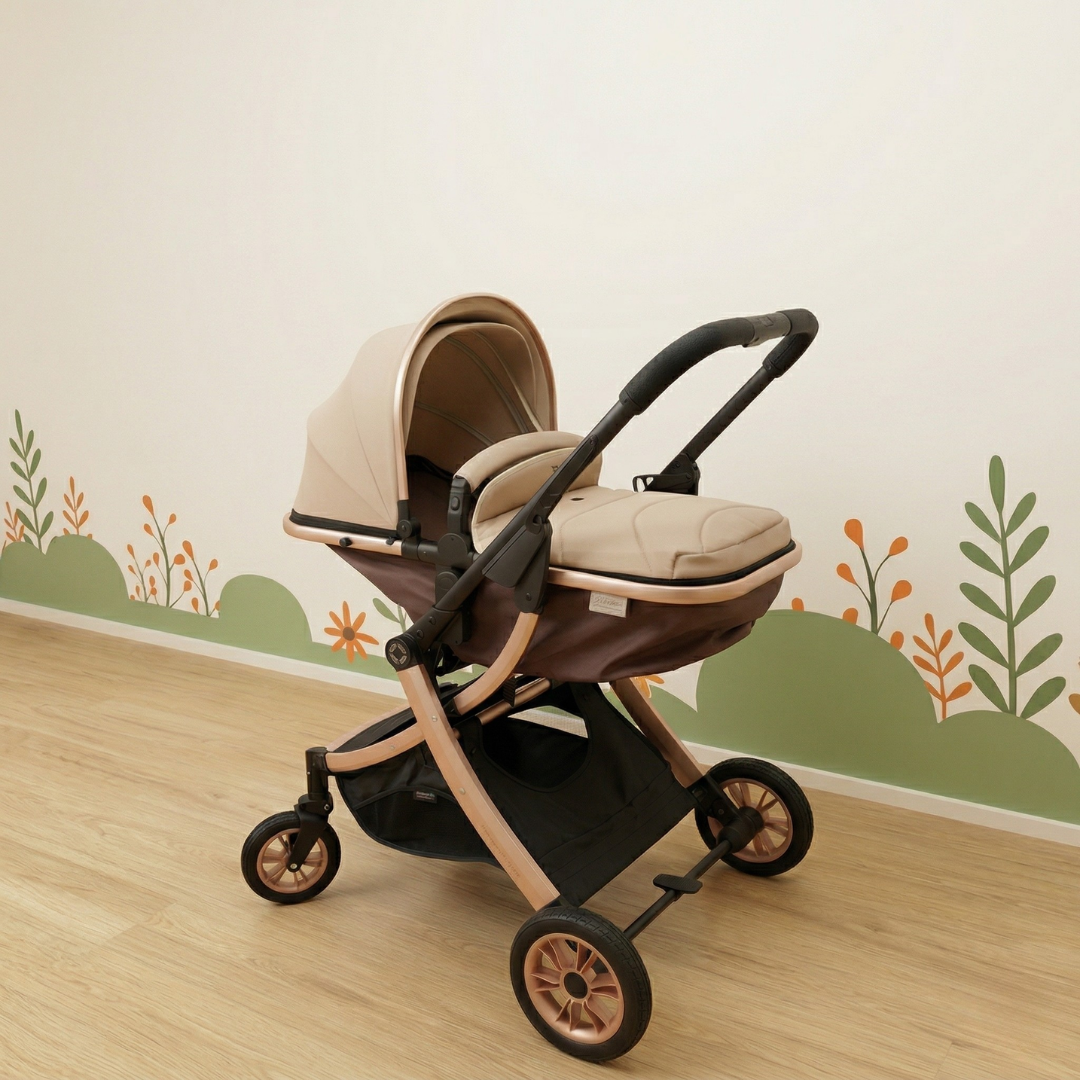 Poussette Trio de Luxe – Finition Rose Gold & Beige