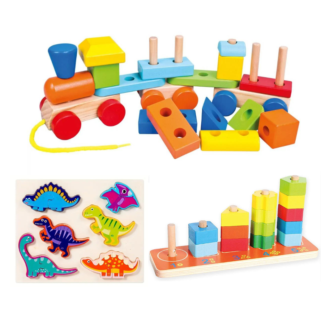 pack 3 jouets éducatifs en bois montessori