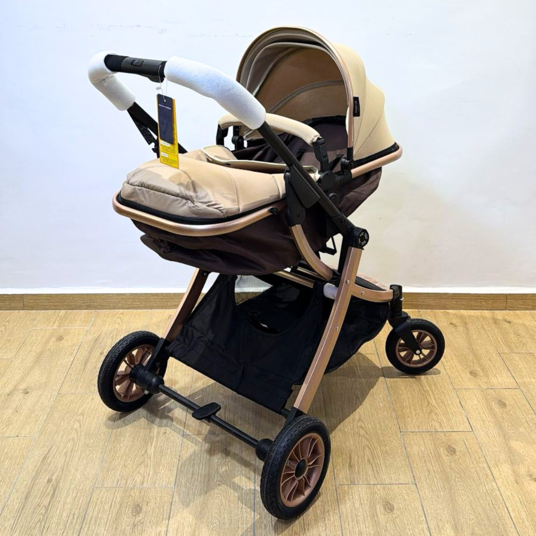 Poussette Trio de Luxe – Finition Rose Gold & Beige