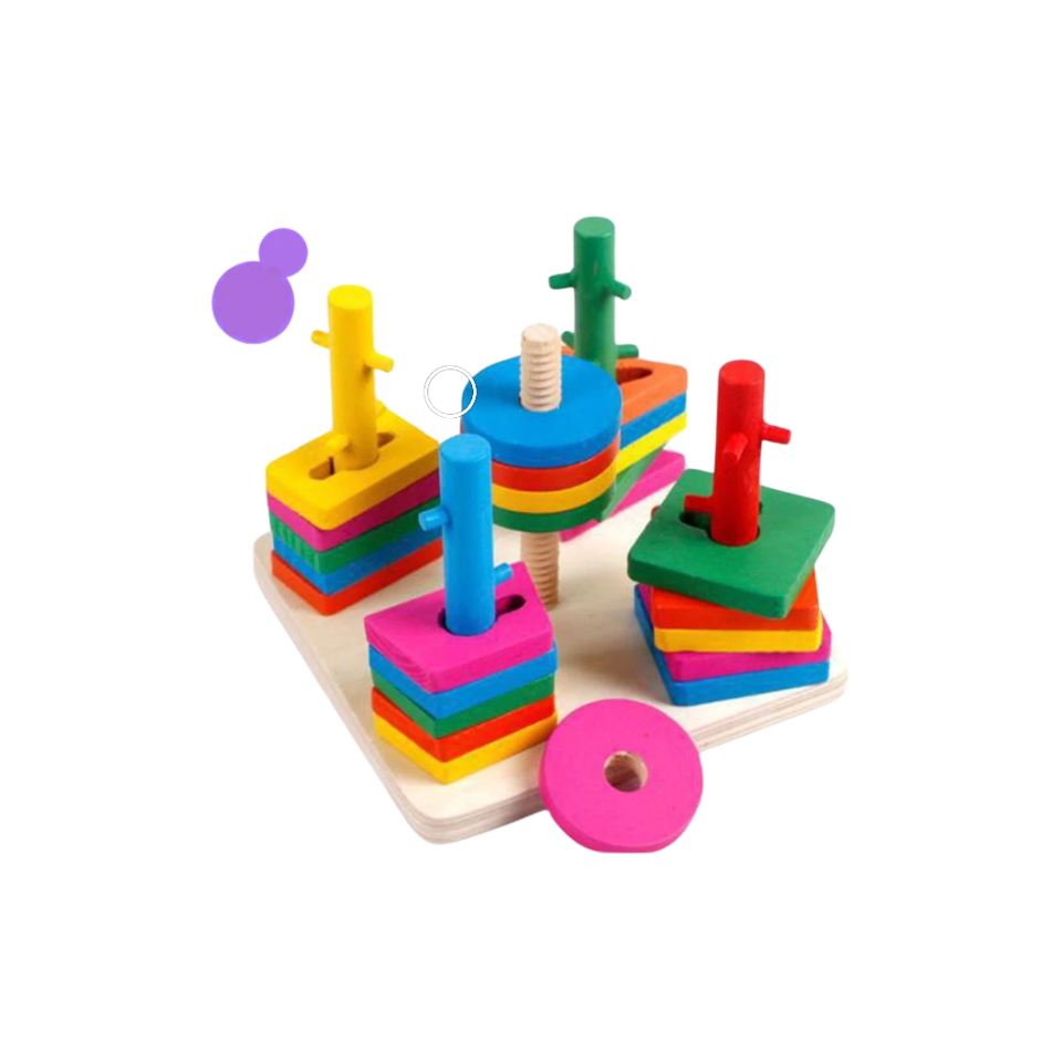 Jeu d'empilage en bois avec 5 tours