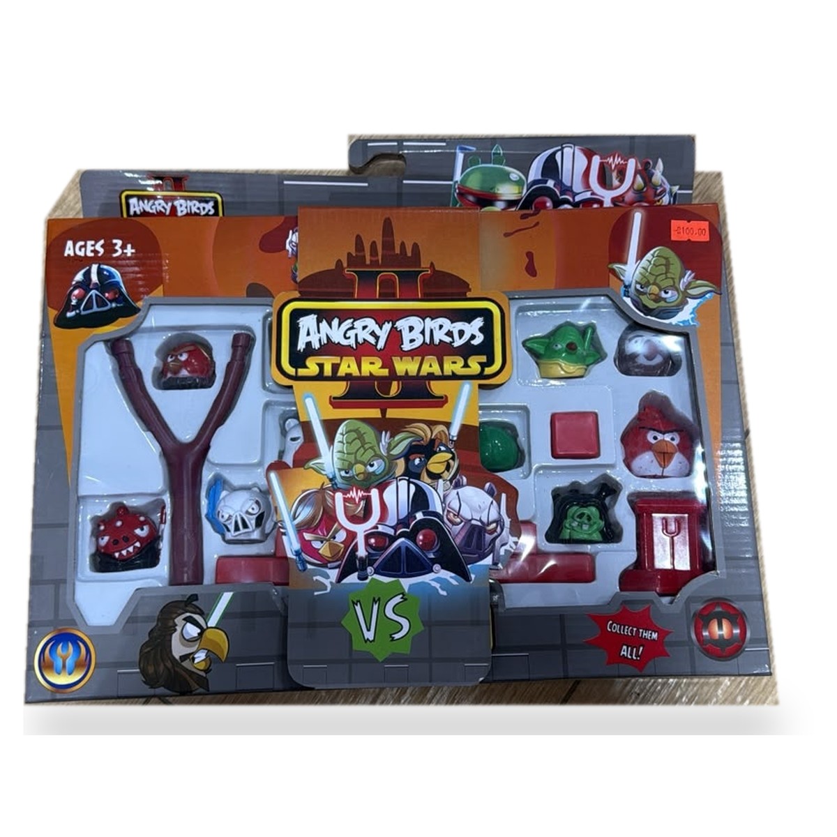 Set Angry Birds Star Wars II avec lance-pierre, figurines Yoda et oiseau rouge, et blocs à empiler