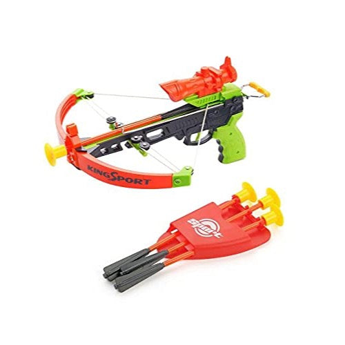 Arbalète enfant King Sport verte et orange avec carquois rouge et 3 flèches