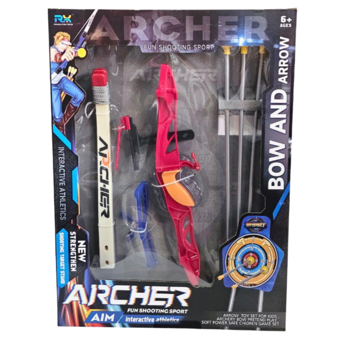 Boîte Archer Bow and Arrow du set de tir à l'arc enfant rouge, dès 6 ans