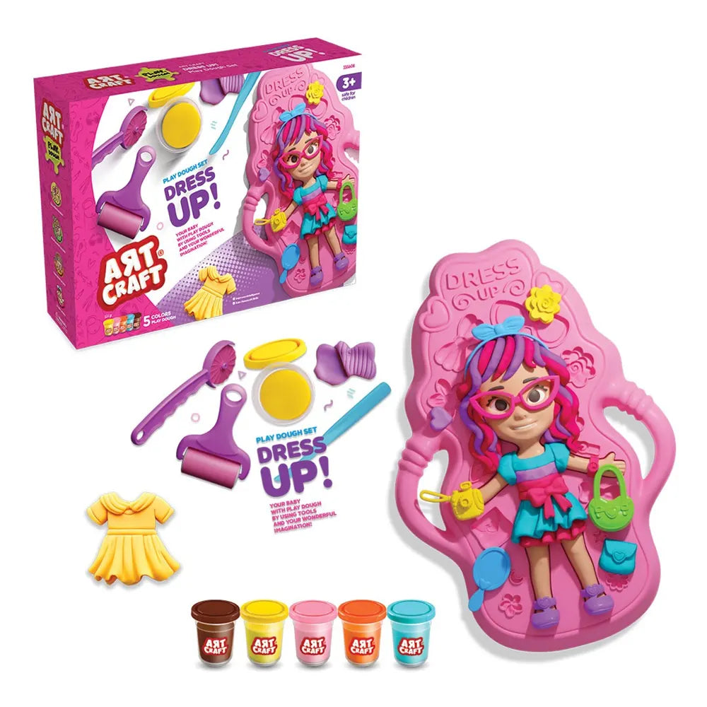 Coffret Art Craft Dress Up : poupée à habiller en pâte à modeler avec moules et pots, dès 3 ans