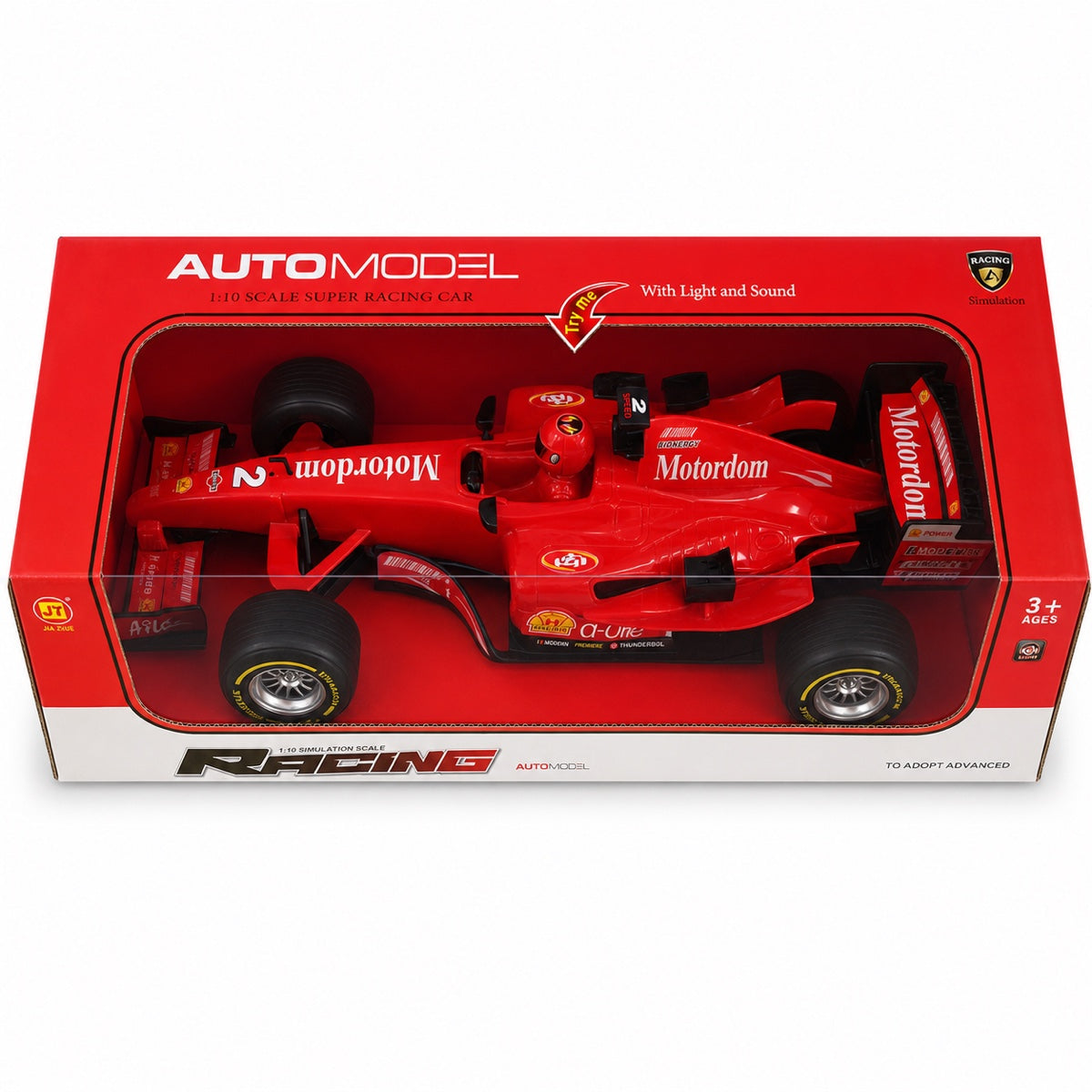 Voiture de course Formule 1 rouge Auto Model à l'échelle 1:10 avec lumières et sons, dans sa boîte, dès 3 ans