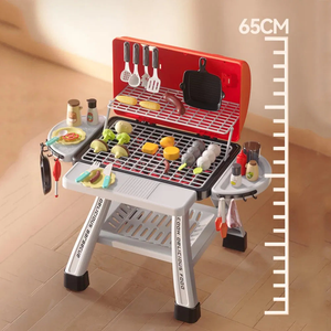 Barbecue jouet de 65 cm de haut avec étage de rangement et tablettes latérales