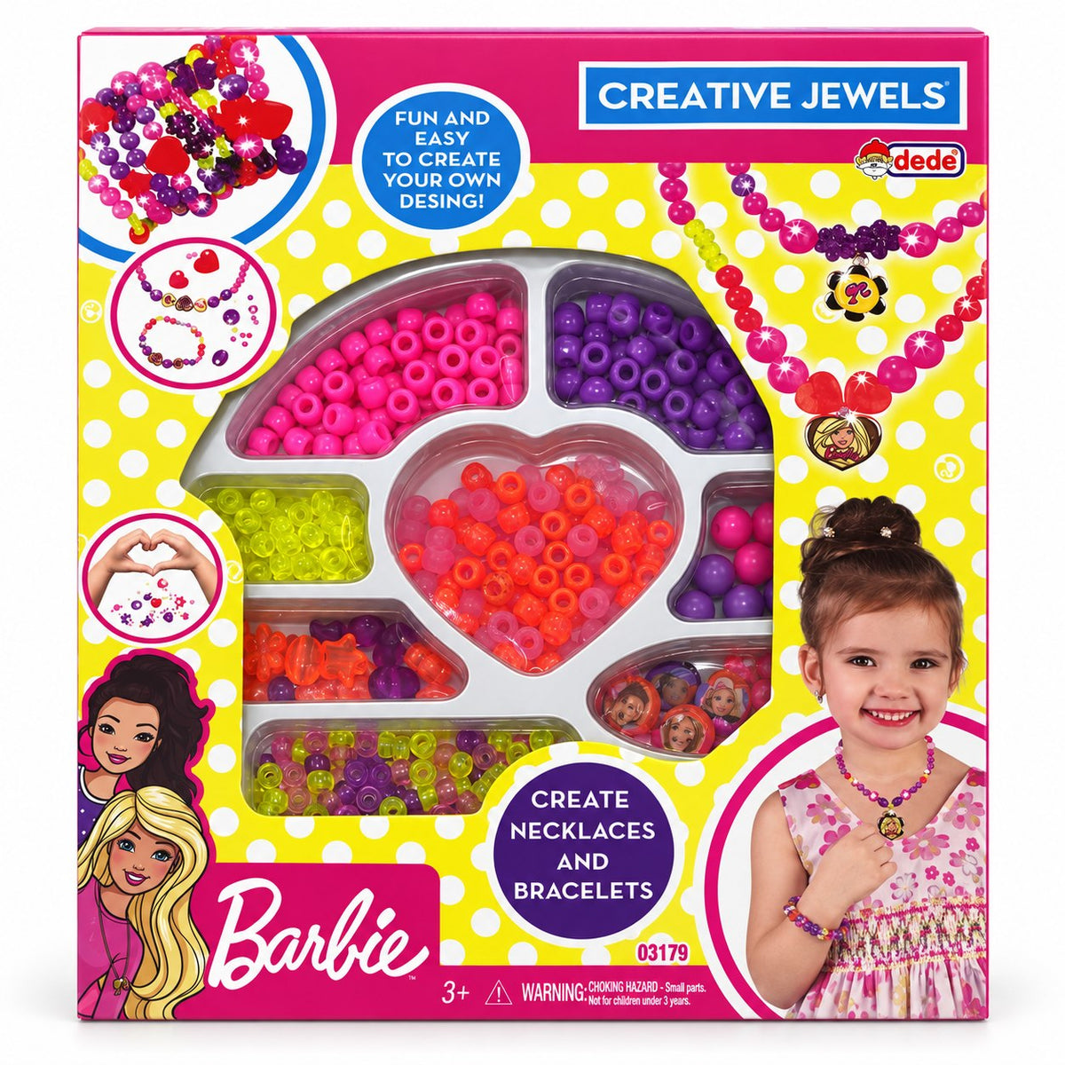 Boîte Barbie Creative Jewels référence 03179, colliers et bracelets à créer, dès 3 ans