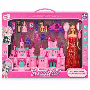 Boîte Beautiful Sweet Family du château de princesse, dès 3 ans, avec poignée de transport