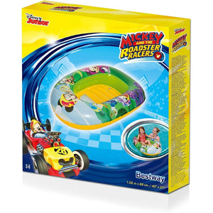 Boîte Bestway Disney Junior Mickey and the Roadster Racers, bateau gonflable 1,02 m x 69 cm, 3-6 ans