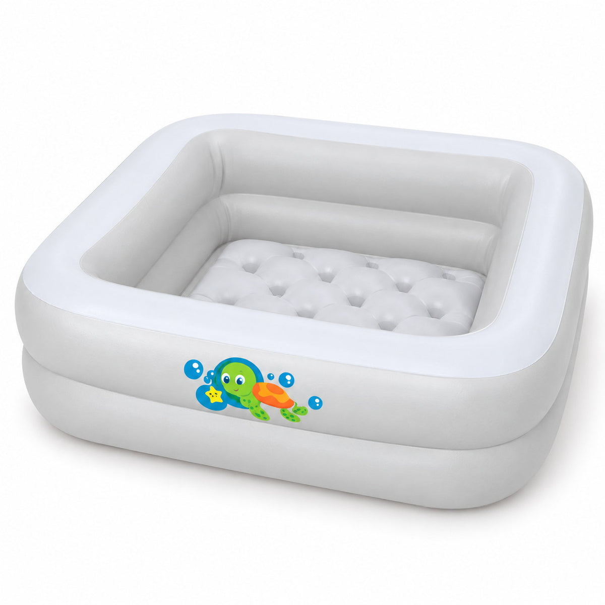 Baignoire gonflable bébé Bestway Scrub-a-Dub blanche à fond matelassé, avec motif tortue