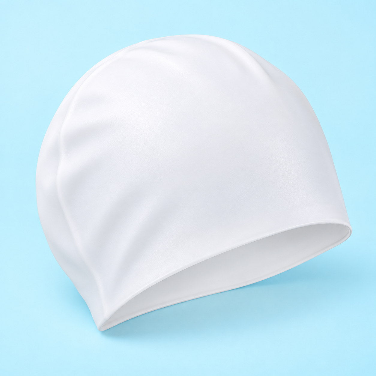 Bonnet de bain en silicone blanc, surface lisse sans coutures