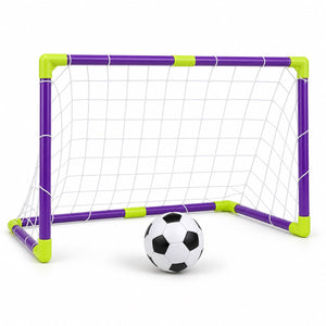 But de football portable pour enfant violet et vert avec filet et ballon
