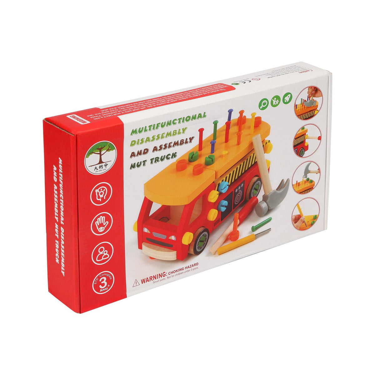 Boîte du camion en bois à visser Nut Truck avec badge 3 ans et plus
