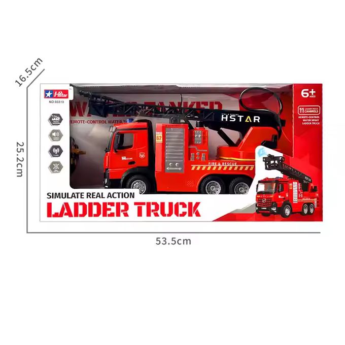 Boîte Ladder Truck HSTAR : camion de pompiers radiocommandé 11 canaux, dès 6 ans