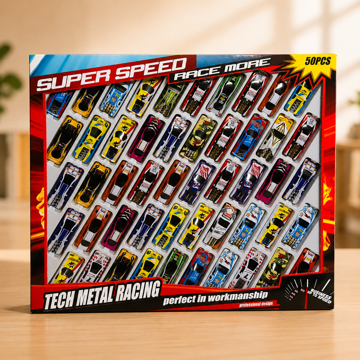 Coffret 50 Voitures de Course en Métal – Super Speed Tech Metal Racing