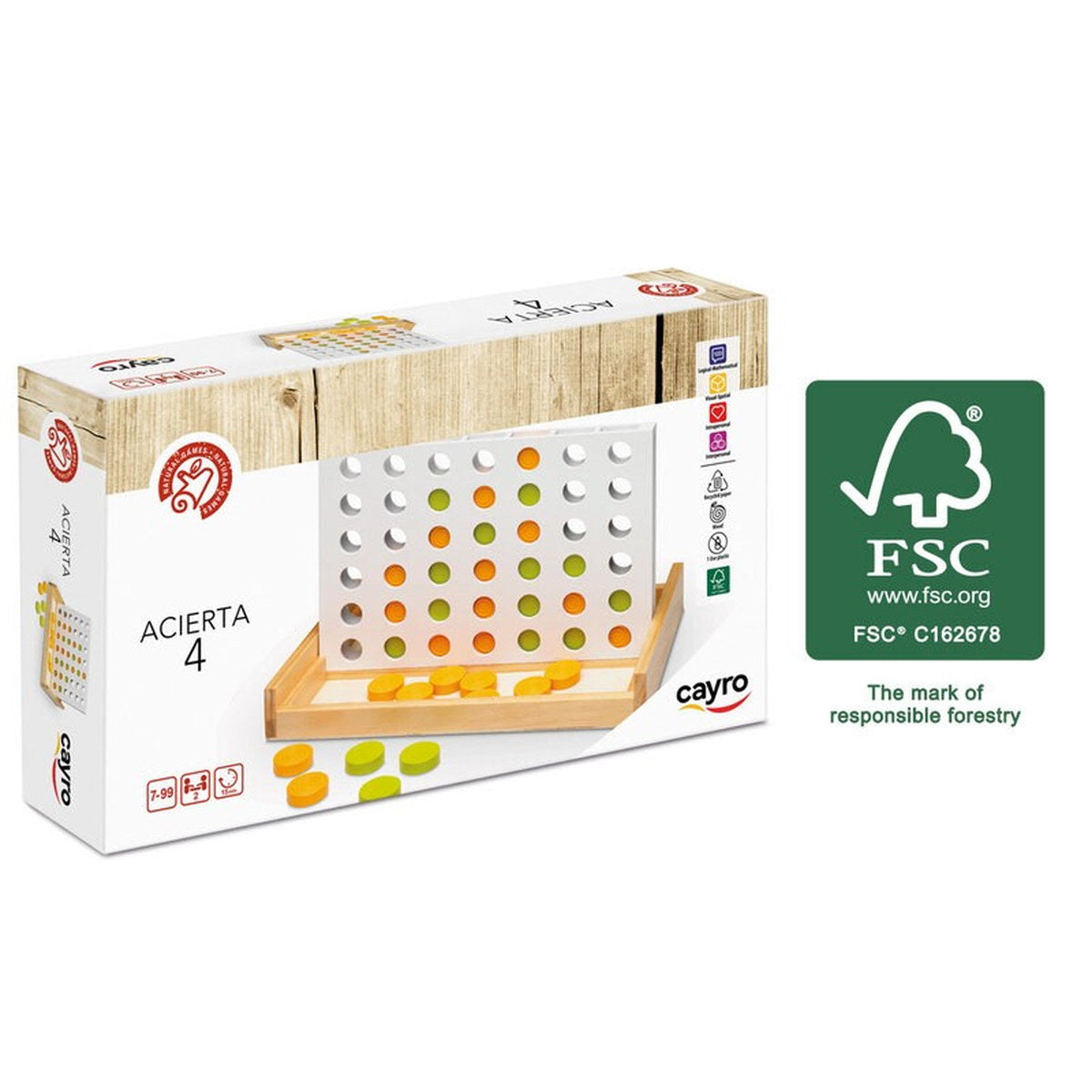 Boîte Cayro Acierta 4 avec logo FSC bois certifié