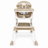Chaise haute 3 en 1 beige, vue de face en position haute
