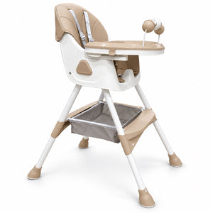 Chaise haute 3 en 1 beige vue de profil