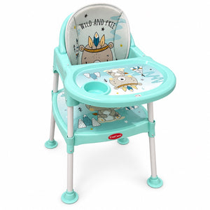 Chaise haute 3 en 1 UniCaré menthe motif Wild and Free, avec tablette amovible à porte-gobelet