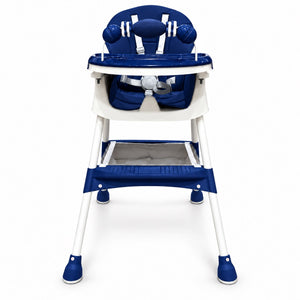 Chaise haute 3 en 1 bleu marine, vue de face en position haute