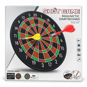 Boîte du jeu de fléchettes magnétiques Shot Game 16 pouces double face, dès 8 ans