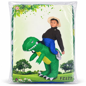 Emballage du costume gonflable dinosaure version enfant, référence FZ177, porté par un garçon