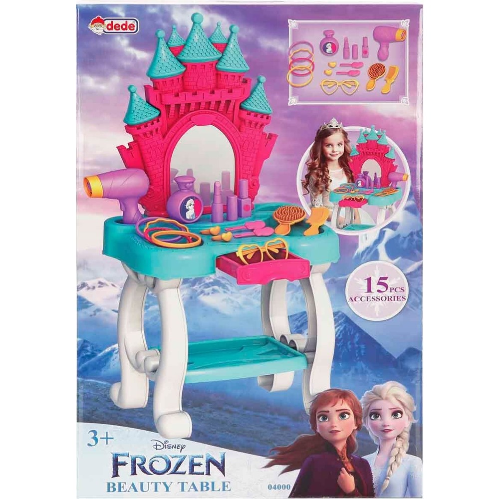 Boîte Dede Frozen Beauty Table : coiffeuse château La Reine des Neiges avec 15 accessoires, dès 3 ans