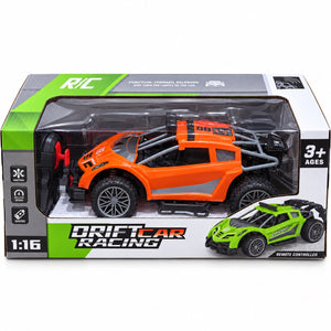 Boîte de la voiture radiocommandée Drift Car Racing orange à l'échelle 1:16 avec télécommande